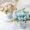 Wedding Decoration Faux Plant 1 Set Flower And Vase Artificial Flowers With Iron Bucket Farmhouse Style Table Accessories
