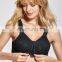 High impact Women's Front Closure Wireless Back Support Full Coverage Bra Sports bra