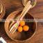 Kitchen Acacia Wood Salad Bowl Set With Servers Spoon Set