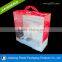 Eco-friendly custom made clear pastic gift box with printing and handles