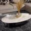 2016 Factory Supply Natural White Oval Marble Stainless Steel Coffee Table