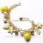 Summer Fresh Lemon Fluorescent Yellow Pentacle Star Simulated-pearl Bracelets