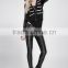 PY-194 Punk Dark Color Contrast Lacing Skeleton Slim Jacket With Hood