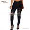 Black Ripped Knee Skinny push up Jeans high waisted distressed black sexy girl jeans