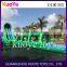 55mm Plato PVC fireproof inflatable Skyscraper water slides with blue crush 2 lane run