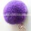 Real fluffy and soft rabbit fur pom poms keyrings