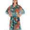 polyester soft fabrics geometrical floral print beachwear mini kaftan ponchos dress