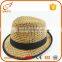 Hot sale fall fedora hats short brim fedora straw hat with cotton ribbon                        
                                                                                Supplier's Choice