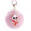 2016 New Rabbit Fluffy Ball Keychain 8CM Owl Rhinestone Cute Fur Ball Key Chain For Car Key Ring Car Ornaments Bag Pendant