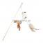 Aimigou NEW Steel Wire Kitten Cat Toy Feather Rod Teaser Bell Play Pet Dangler Wand