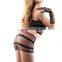 Manufacturer 2pcs Set Black Spaghetti Strap Stripe Pattern Top and Mini Dress
