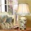 Metal Base In Antique Brass Printing Birds Ceramic Body With Fabric Lampshade Vintage Style Decorative Table Lamp
