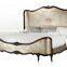 Royal Elegant English Style Victorian Silver Floral Painted Solid Wood Crown Bed with Matching Bedroom Items BF12-05244a