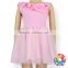 Little Girls Cotton Summer Tutu Dresses Solid Pink Color Baby Girl Party Smock Dress With Sash Boutique Girls Frock Dresses