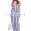 Women elegant spaghetti straps tie waist long printed flowy chiffon maxi dress