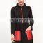 Black Stand Collar Contrast Pockets Zipper Dress Cotton Spandex Long Sleeve Color Block Casual Short Dress