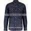 Latest Premium Stylish Pockets Navy Dark Wash Denim Shirts for Men