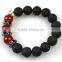 Skull Charm Lava Stone Bracelet Rhinestone Crystal Spacer Bead Red Agate Bracelet