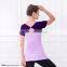 Latest design rhinestone women fitness short sleeves(2 COLORS)