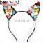 Fashionable Rose Long Cat Ear Metal Hairbands Flower Party Decorative Headbands for Wedding