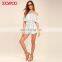 Hot sale female overalls Clothing off shoulder romper playsuits women white print ladies jumpsuits