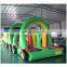 Newly train shape inflatable obstacle course, green color little train inflatable obstacle, train inflatable tunnel obstacle