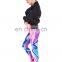 Holographic blue and pink stretch mix femme girl sexy printed print pants sport photo running hot tights leggings for women