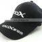 custom black polyester embroidery 6 panel oem fitted hat