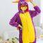 Purple Dinosaur Cartoon Flannel Conjoined Polyester Children Pajamas