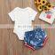 Drop Shipping Baby Clothes Set Infant Letter July 4TH Star Romper+Shorts Outfits Set