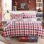 Best selling bright color bed cover quilt red plaid print new bedroom set 100%cotton kids duvet cover set