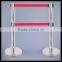 Silver Stainless Steels Double Belt Barriers- 2 Webbings Barriers- Metal Poles