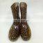 Customized fashionable women Leopard Printed rubber egoli gumboots steel toe cap gumboots gold