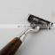 OEM Adjustable Safety Razor Head Bamboo Material Handle Shaving Razor 3 Blade Razor