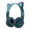 Foldable Cute Cat Ear Headphones Party Fashion BT Wireless Blue Tooth Headset Led Color RGB Light Tws Wireless Headphone