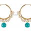 Indian Ethnic Fashion Pearl Beads Gold Plated Polki Earring