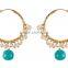 Indian Ethnic Fashion Pearl Beads Gold Plated Polki Earring