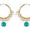 Indian Ethnic Fashion Pearl Beads Gold Plated Polki Earring