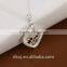 2015 Latest square 925 sterling silver plated fake diamond necklace