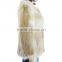 Ladies knitted fox fur coat red fox fur coat KZ150068