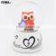 Lovely owl designs with Colored lights snow flake souvenir polyresin wedding favors water snow globe