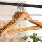 Nature color wood cloth hanger with metal flat hook