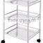 3 Tier Metal Board Shelf Rolling Cart with Wheels