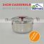 24cm stainless steel hot pot casserole with double ear with glass lid red silicon handle