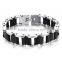 Modern sleek silicone mens bracelet 316L stainless steel motocycle biker bicycle chain link bracelets