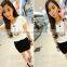 2015 New Fashion Women Casual Empire Packet Buttock Short Skirts Sexy Lady Candy Color Solid Mini-Skirt