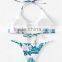 Women Seamless Swimwear Bikini Leaf Printing Crop Top Padded Bikinis