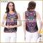 Sleeveless Women Chiffon Digital Printing Blouse Designs Latest