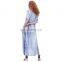 Kate Kasin Womens Loose Comfortable Short Sleeve V-Neck Tie Dye Casual Maxi Dress KK000701-2