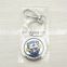 Zinc alloy Imitation hard enamel rotating keychain with English,Russian, and Chinese Laser character also nicke-plated